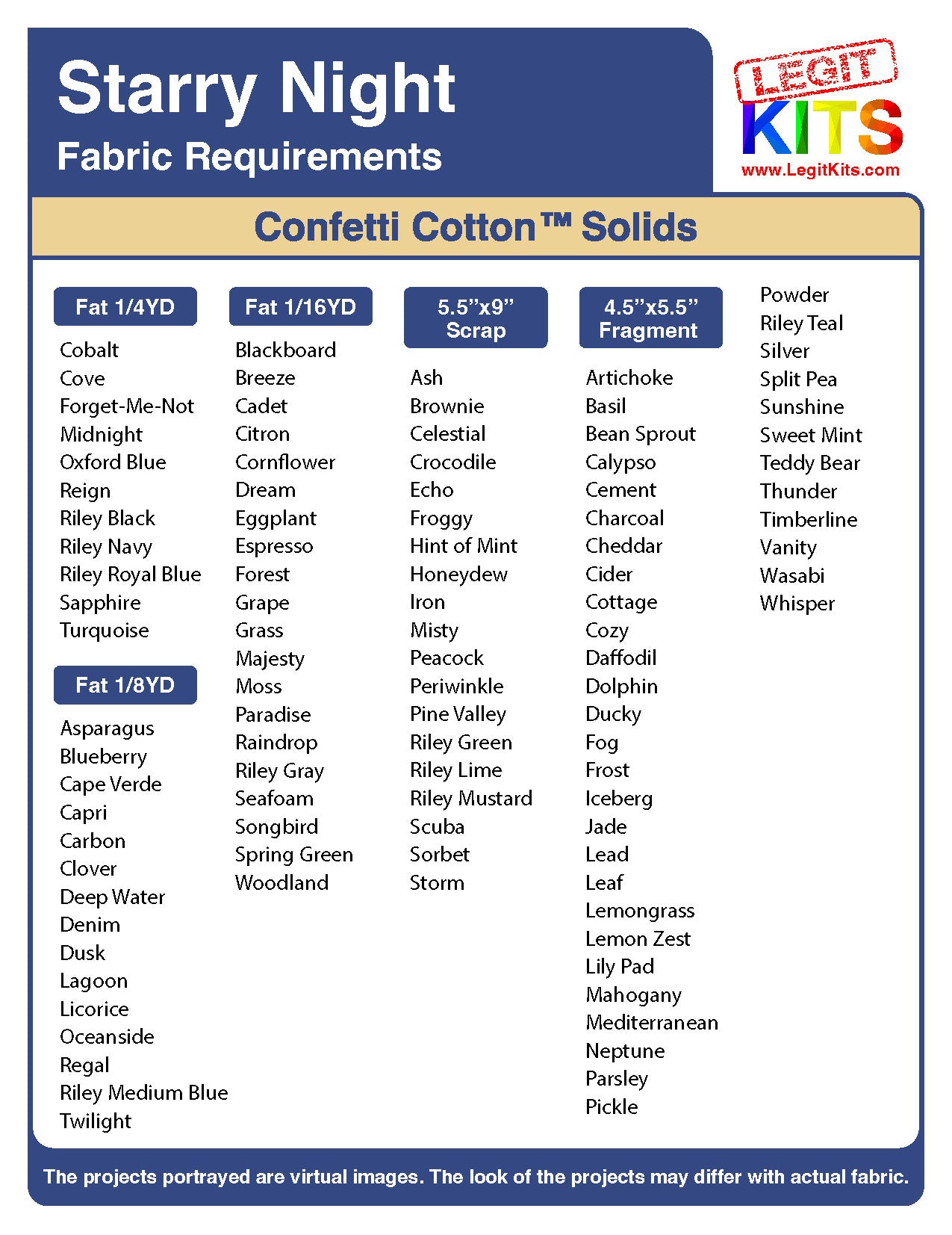 Starry Night CONFETTI Fabric Pack