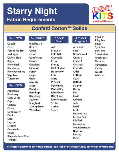 Starry Night CONFETTI Fabric Pack