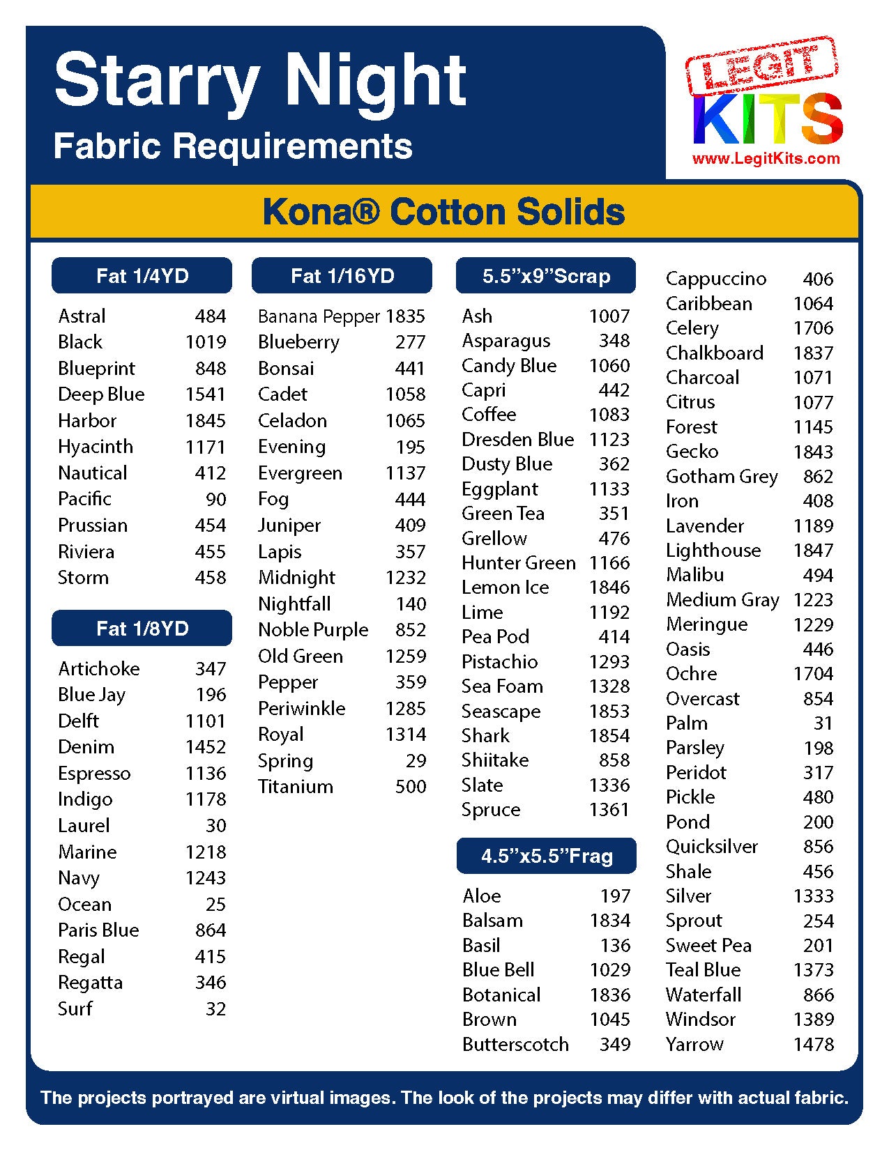 Starry Night KONA Fabric Pack