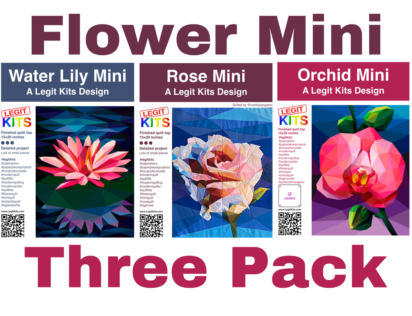 Flower Mini Trio Quilt Kit Bundle