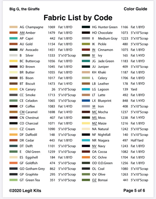 Big G the Giraffe Pattern