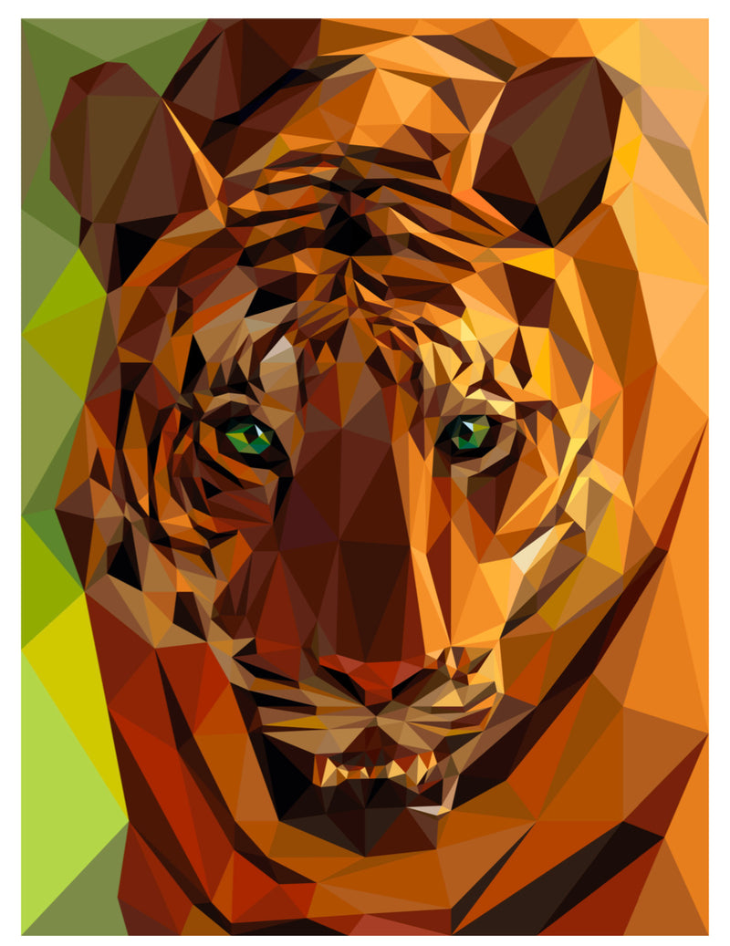 An image of the finished design.  A sturdy tiger gazes at you.
