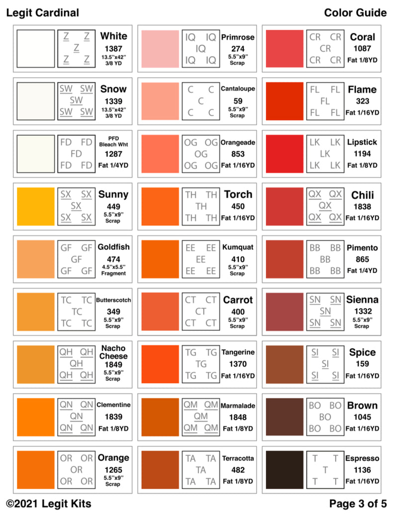 Legit Cardinal Full Quilt Top Kit