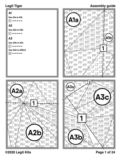 Assembly guide, shows how complex blocks are pieced together.