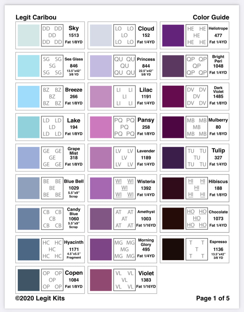 Legit Kits Color Guide, slide your own fabrics along the gradient to find a match.